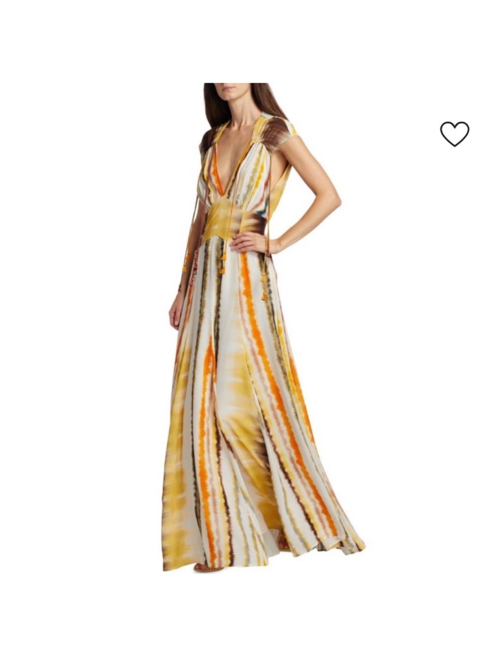 NWT - Silvia Tcherassi Yellow and Orange Striped V-Neck Maxi Dress